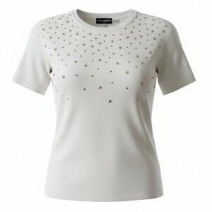 Karl Lagerfeld White Short Sleeve with Rhinestone Size S